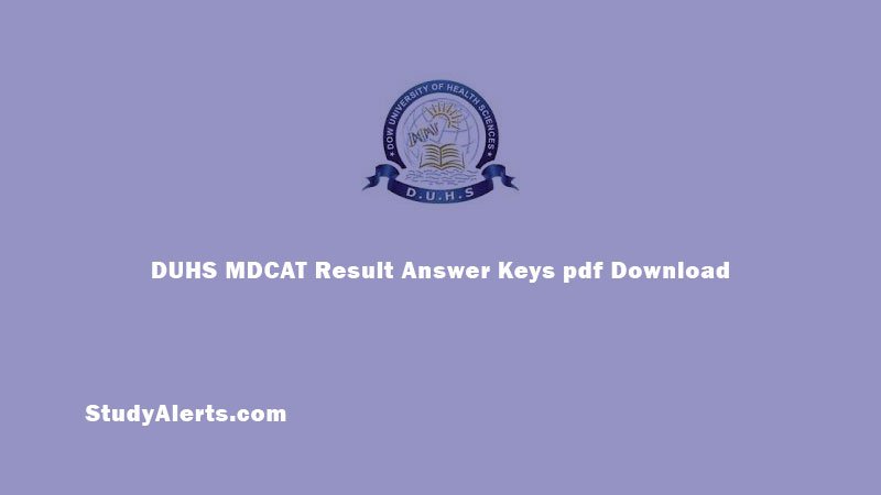 DUHS MDCAT Result Answer Keys pdf Download