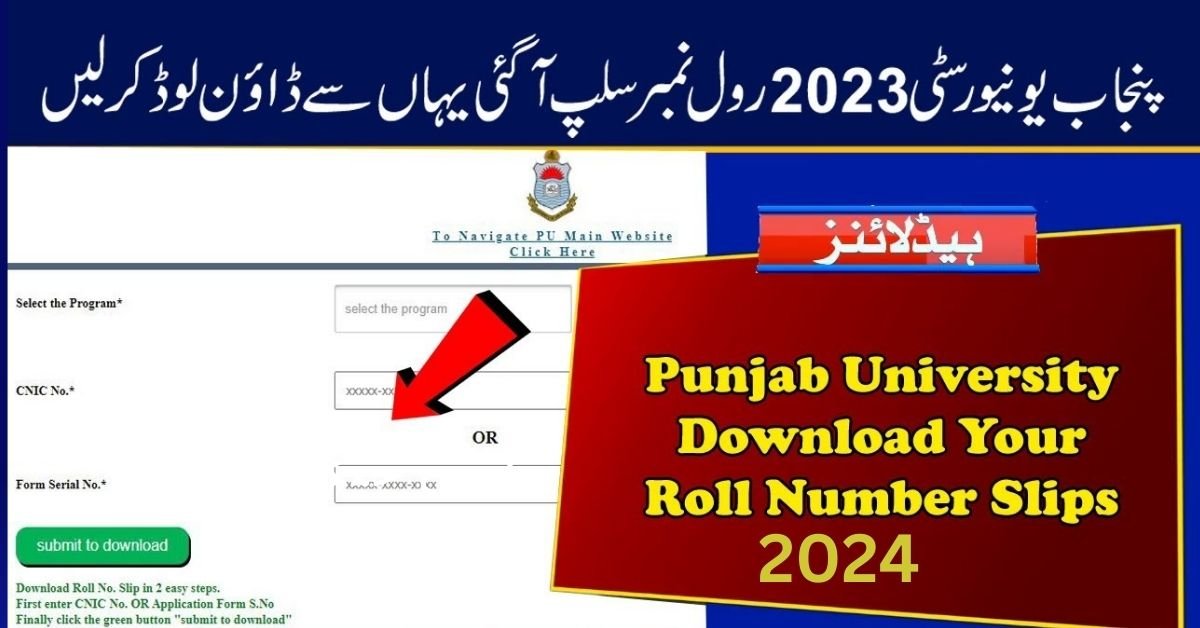 Punjab University Roll Number Slip 2024